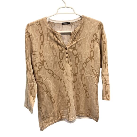 J. Mclaughlin Womens Lightweight Popover Sweater Size Medium Chain Print Cream - Picture 1 of 8